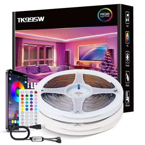 LED Remsa 20m, 44 Tryckknapps Ir Fjärrkontroll Och App Kontroll RGB LED Remsa, Musikalisk Synkroniserad Färgskiftande Inbyggd Känslig Mikrofon TimerinstäLlning, För Fest/Hem/Sovrum/KöK