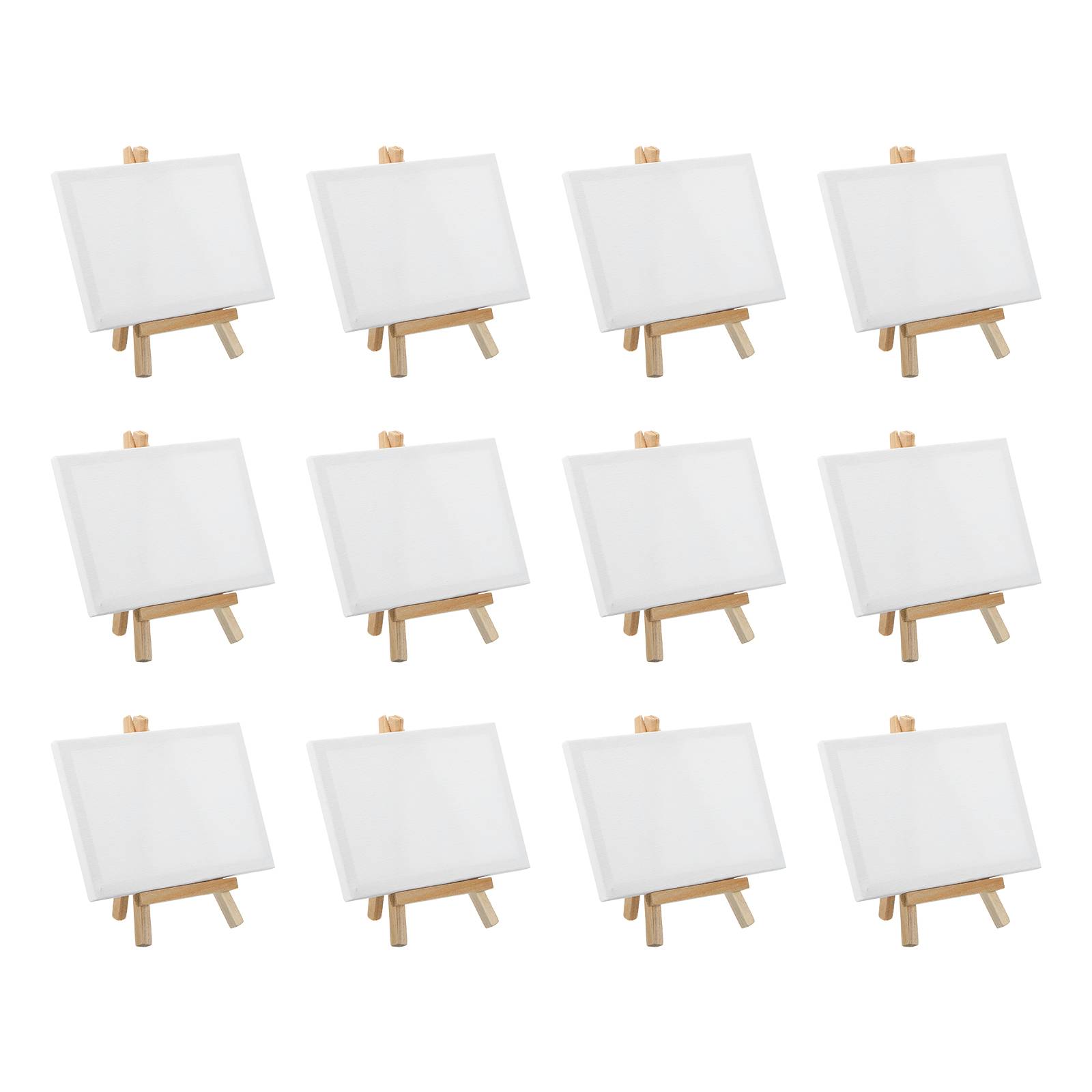 12/24Pcs Mini Canvas Board and Mini Wood Easel Set Art Artist Stationery Kids Gift Supplies for Home School DIY Drawing Painting