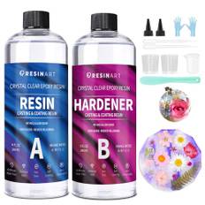EPRESINART Epoxidharz Set Anfänger, 18oz/532ml Ungiftig Epoxidharz Klar Gießharz Set, 1: 1-Verhältnis Epoxy Resin fur Holz, Schmuck Art, Deko Tischplatte, Restauration und Beschichtung