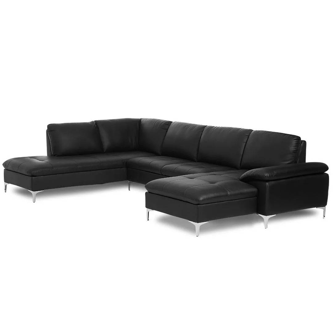 Valencia u-sofa - sort læder