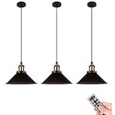 Vintage trådlös fjärrkontroll svart inomhus batteridriven hängande lampa för kök matsal bondgårdsö.