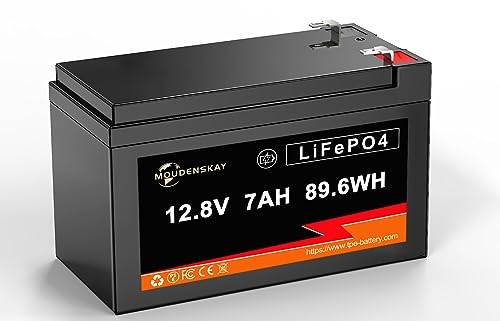 MOUDENSKAY 12 V 7 Ah LiFePO4 batteri litiumbatteri 12 V litiumbatteri, litiumjärnfosfatbatteri, med över 3 000 gånger djupcykel och BMS-skydd för nödströmbelysning, solanläggning, marin etc