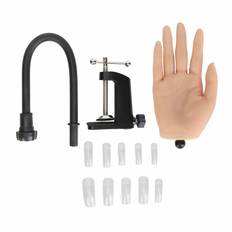 Nail Art Practice Hand Bendable Joints Silicone Artificial Nail Training Hand with Nail Tips for Right hand