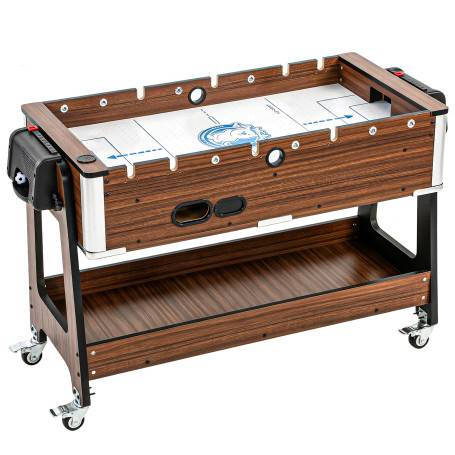 Roterbart Spelbord 3-i-1 med Biljard, Airhockey och Bordfotboll – Valnöt/Vit, 7+ År