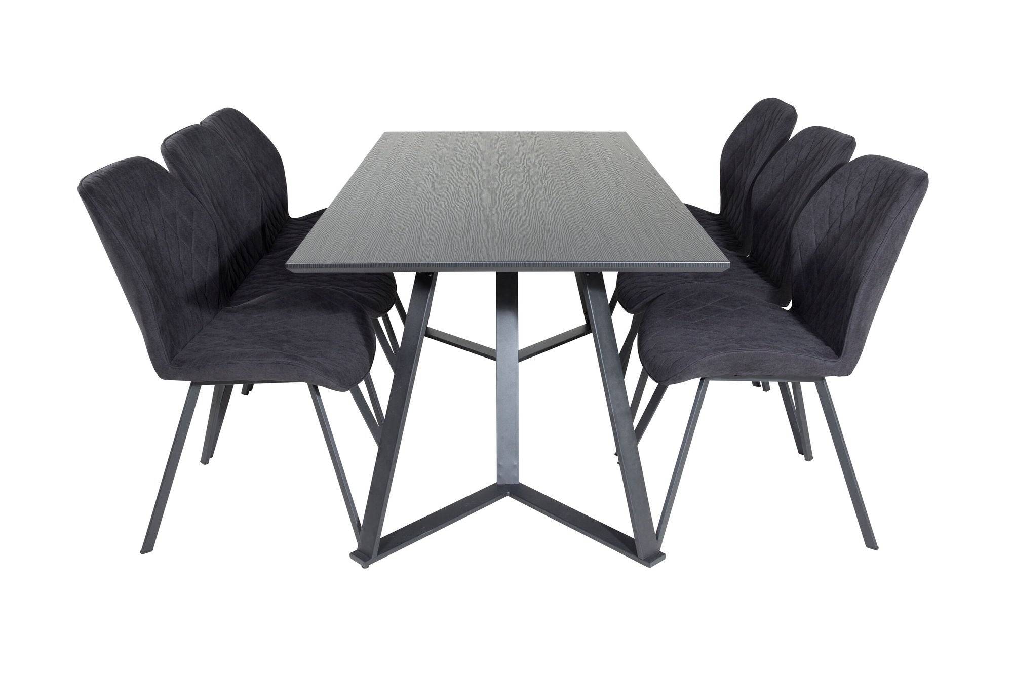 Venture Home Marina spisebord - Black top / Black Legs +Gemma Spisebordsstol - Black Legs - Black Fabric_6
