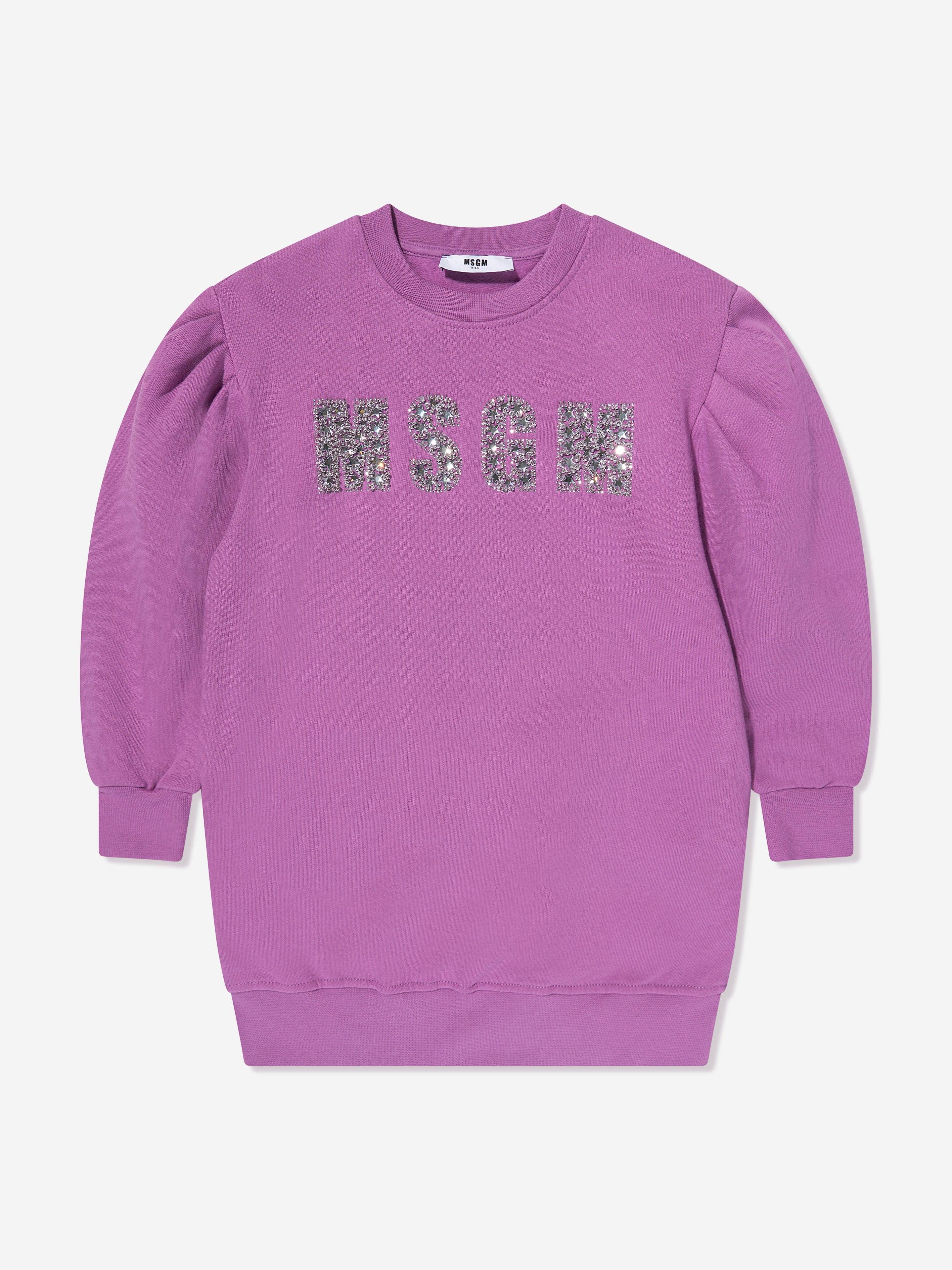 MSGM Girls Logo Sweater Dress in Purple - Purple / 10 Yrs (10 Yrs)