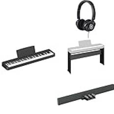 Yamaha P-225 digitalpiano med 88 graderade hammartangenter medföljer HPH-150-hörlurar, L-100 digitalt pianostativ i trä och LP-5A - pedalenhet som tillval