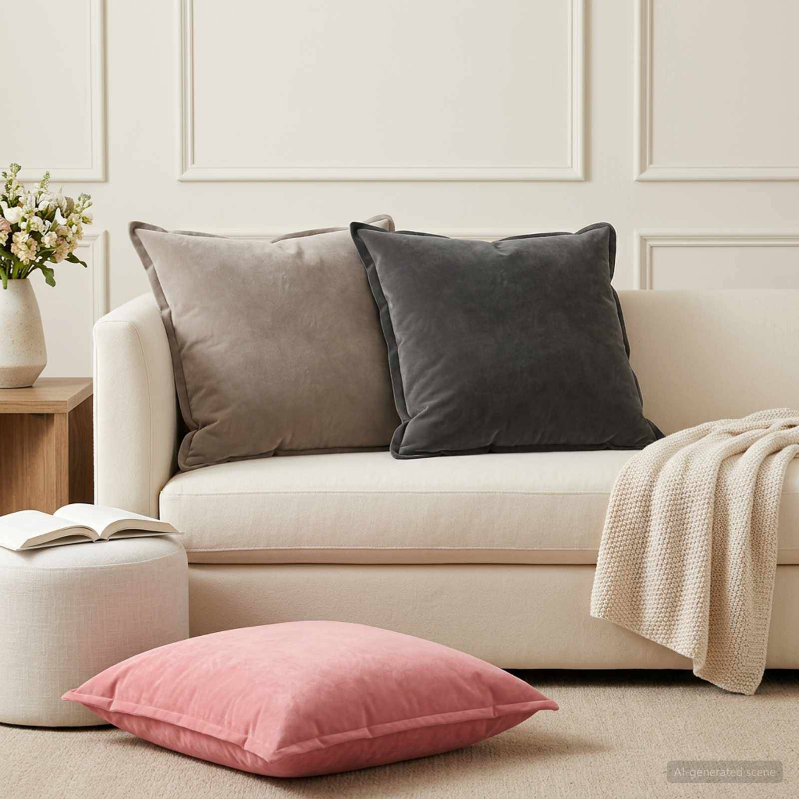vidaXL Kuddöverdrag 2 pcs HOUTEN Mörkgrå 60 x 60 cm Sammet