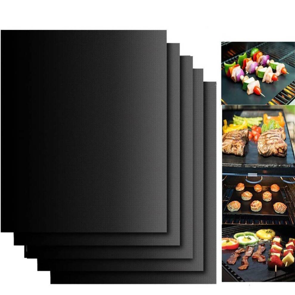 BBQ grillmåttesæt, grillmåtter non-stick til udendørs madlavning, teflonbelagt grilltilbehør, genanvendelig og tåler opvaskemaskine, perfekt