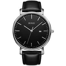 BUREI Herren Uhren Ultra Dünne Minimalistische Quarzuhr mit Datumsanzeige für Damen und Herren Classic Design