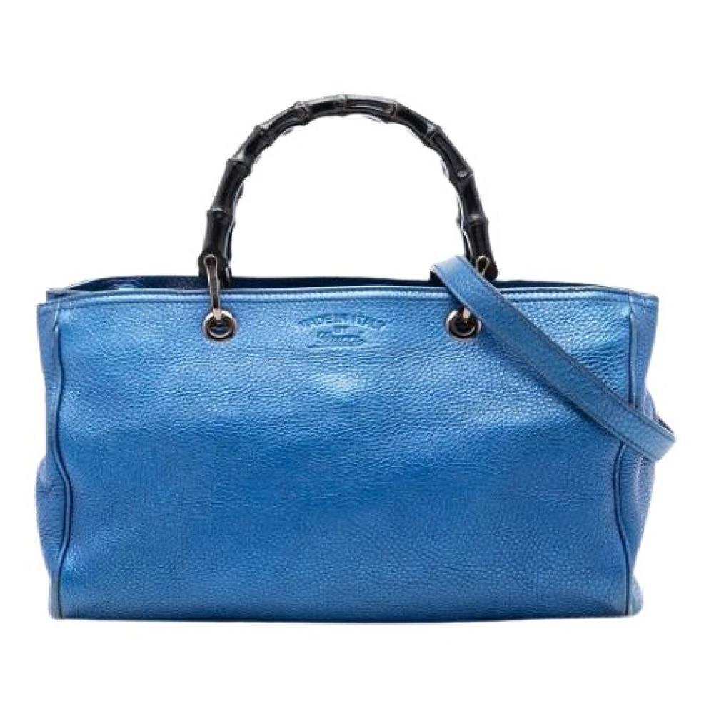 Gucci Vintage Pre-owned Bamboo Shopper Satchel - Vintage - Dame - Blå - ONE SIZE - Uld