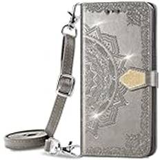 HUANGTAOLI Crossbody Bling strass plånbok telefonfodral för Samsung Galaxy S21 5G (SM-G991B, SM-G991B/DS, SM-G991U, SM-G991U1, SM-G991W, SM-G991N, SM-G9910, SM-G91Q, SCG09)