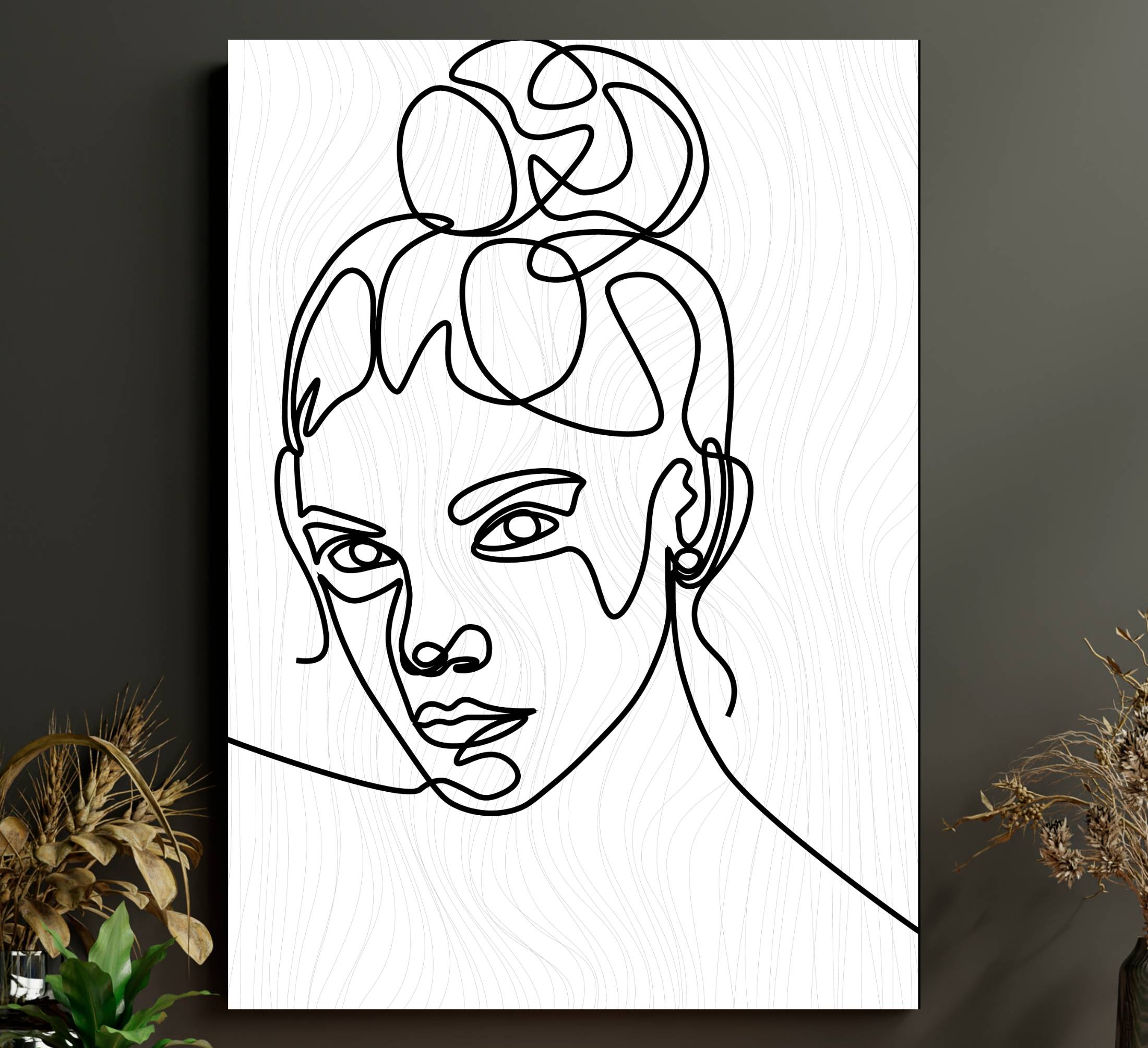 Kvinna ansikte konturteckningar sovrumcanvas tavla konst