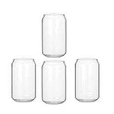 WXHN 4 Pack Can Shape Glass Water Milk Juice Simple Juice Cup Beer Glass Shake Glass Dessert Cup Cola Mug, 400ML