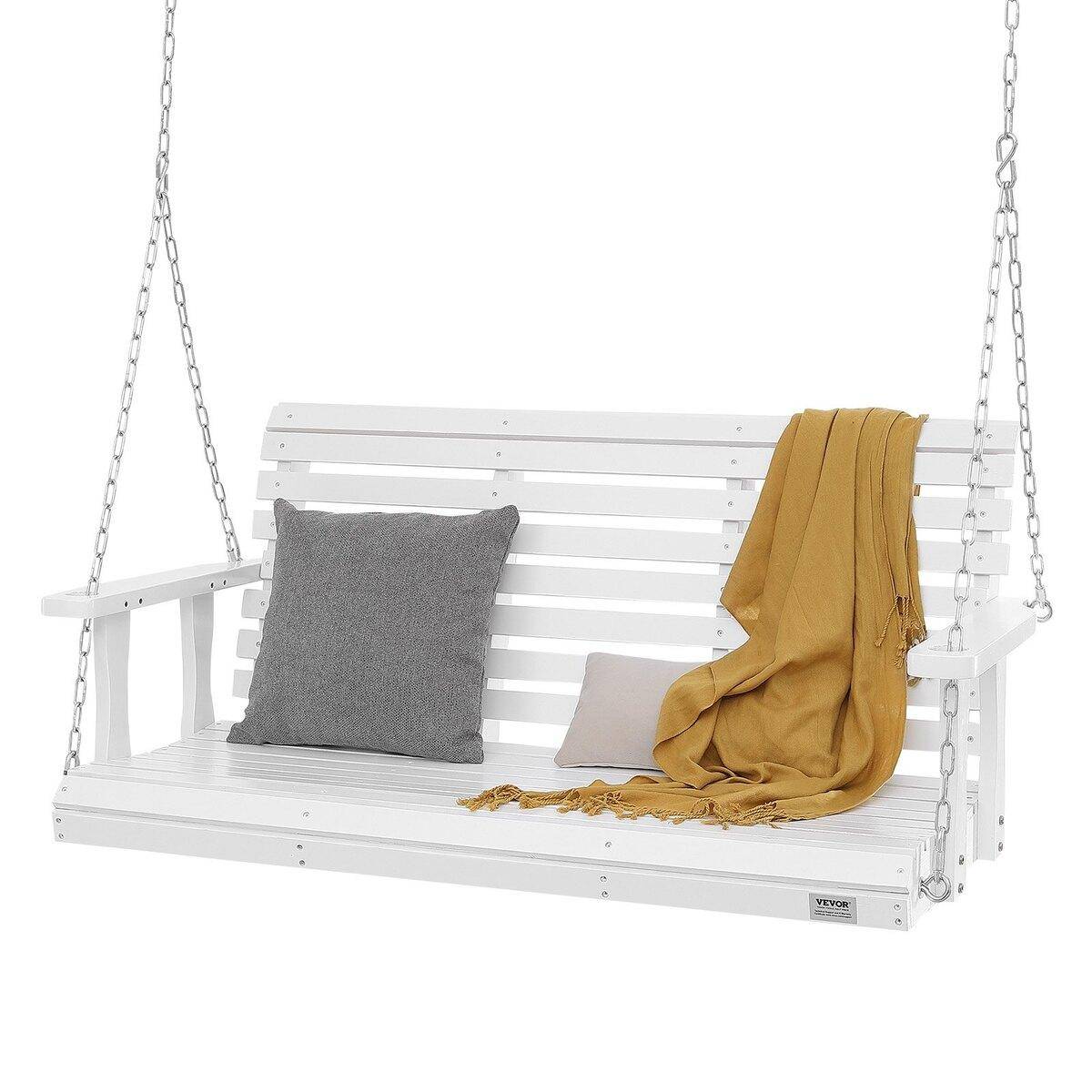 Wooden Porch Swing 4.5 ft, Patio bench swing for Courtyard & Garden, Upgraded 880 lbs Strong Load Capacity, Heavy Duty Swing Chair Bench with Hanging