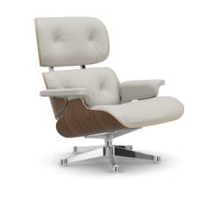Vitra - Lounge Chair, White-pigmented Walnut Polished base, Leather Cat. L40 Leather Premium 72 - Fåtöljer - Charles & Ray Eames - Vit - Metall/Trä