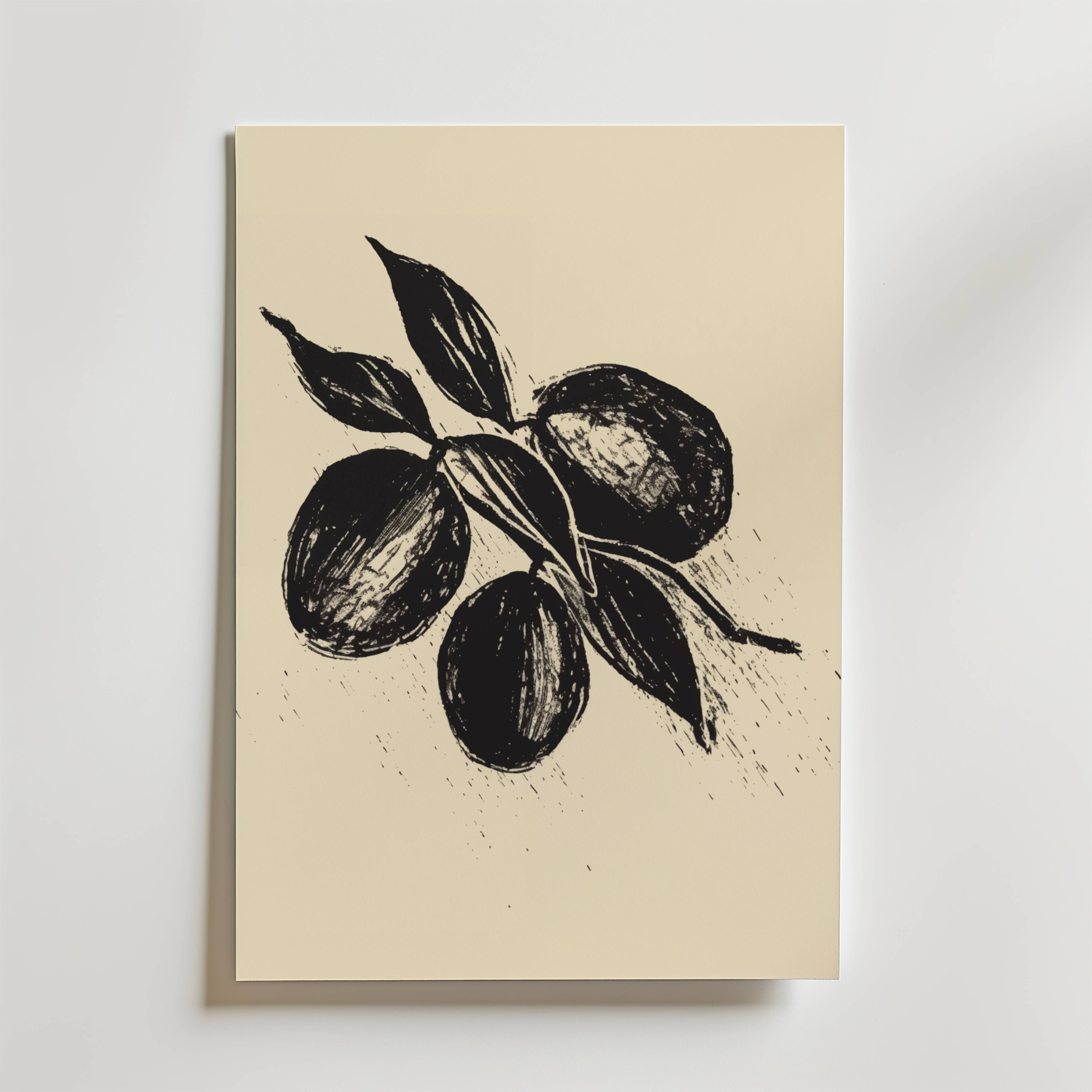 Olive Branch Sketch Poster - Premium Canvas 50x70 cm