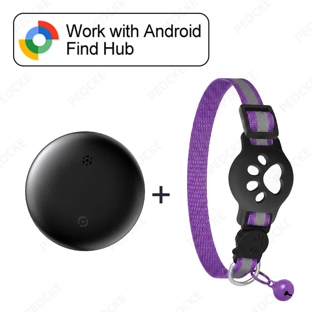 Google Find Hub Smart Location Tag for Android — Pet Collar, Keys & Bags - Tag with Purp Collar 1 / China Mainland