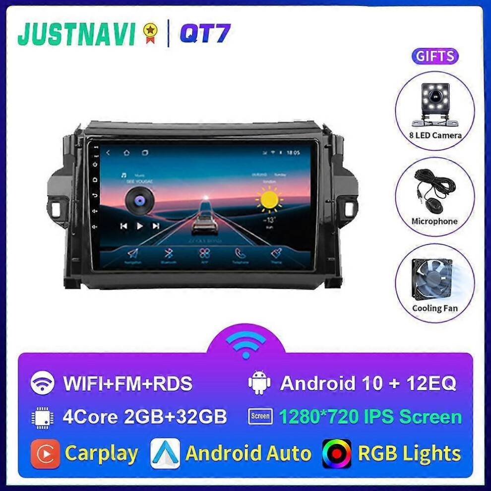 (QT7 2G 32G IPS) 2din Android Car Radio Multimedia Video Player For Toyota Fortuner 2015-2020 Stereo Carplay Autoradio GPS Navigation BT