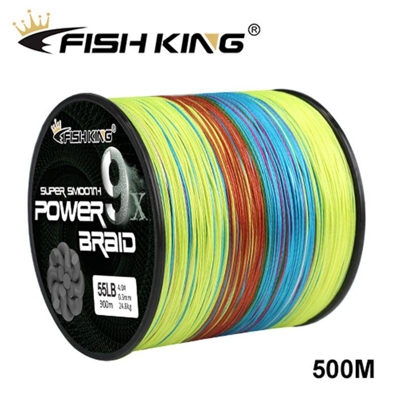 Fishing King 500M 9X Strand flätad fiskelina Multifilament 100% PE Line flätad fiskelina