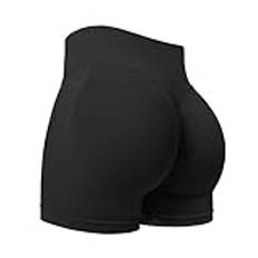 ZAAYO Sportshorts för kvinnor, träning, shorts med effekt, 10 cm scrunch, rumplyftande gymshorts, sömlösa Booty Biker-shorts, svart, S