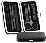Nail Clippers, Manicure Pedicure Set,Nail clippers manicure set,Manicure Cutters Nail Clipper Set Household Stainless Steel Ear Spoon Nail Clippers Pedicure Nail Scissors Tool (Color : Gray) (Black)
