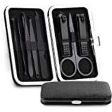 Nail Clippers, Manicure Pedicure Set,Nail clippers manicure set,Manicure Cutters Nail Clipper Set Household Stainless Steel Ear Spoon Nail Clippers Pedicure Nail Scissors Tool (Color : Gray) (Black)