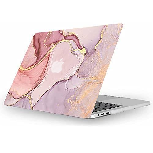 Fancity Fodral kompatibelt med MacBook Air 13 tum 2020 2021 A2337 M1 A2179 A1932, plasthårt skal endast kompatibelt med MacBook Air 13 tum med Touch ID 2018-2021, marmor rosa