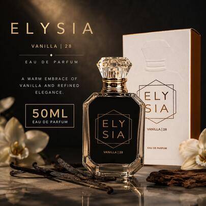 ELYSIA Vanilla 28 50ML Eau De Parfum för kvinnor, söt vanilj, varm bärnsten, långvarig elegant parfym