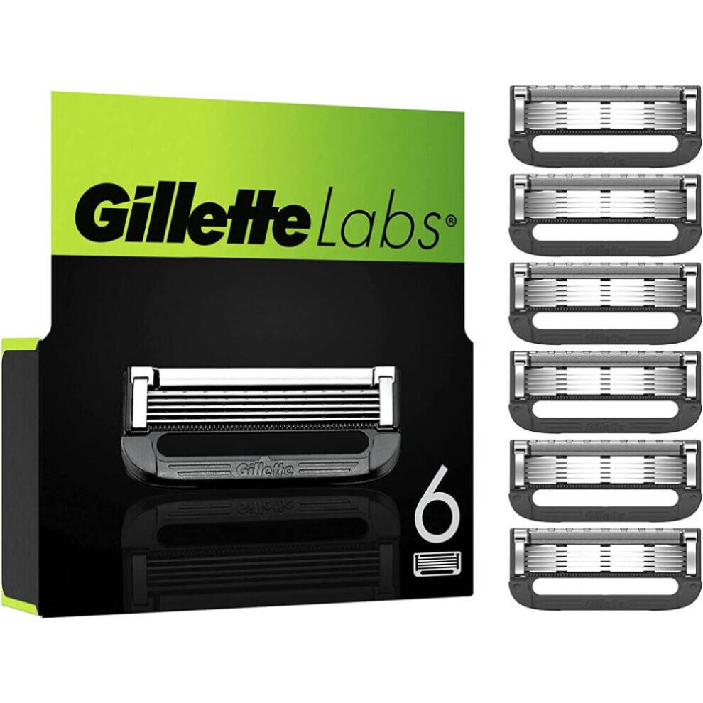 Gillette Labs barberblade til mænd, pakke med 6 refillblade, kompatibel med