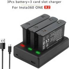 2 st 1800 mah batteri för insta 360 one x2 laddningsbart litiumbatteri insta 360 x2 panoramakamera snabbladdare tillbehör - 3 batterier med laddare
