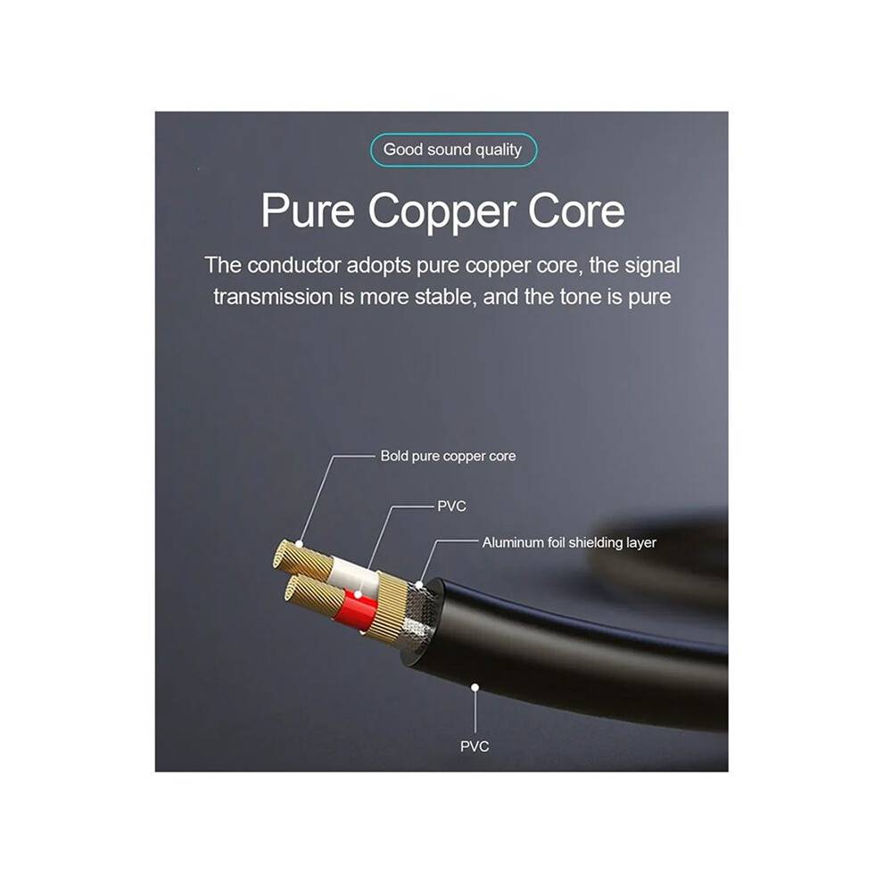 3pcs 6.5mm Jack Audio Cable PVC 6.35 Jack Male to Male Aux Cable for Guitar Mixer Amplifier Bass 6.35mm,1.5 Meter