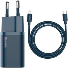 Baseus Super Si Quick Charger, 1C, 20W, EU, med hurtigopladningsdatakabel USB-C til Lightning, 20W, 1m - Blå