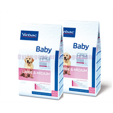 Virbac HPM Baby Dog Large & Medium. Hundefoder til hvalpe af mellem eller store racer (dyrlæge diætfoder) 12 kg x 2