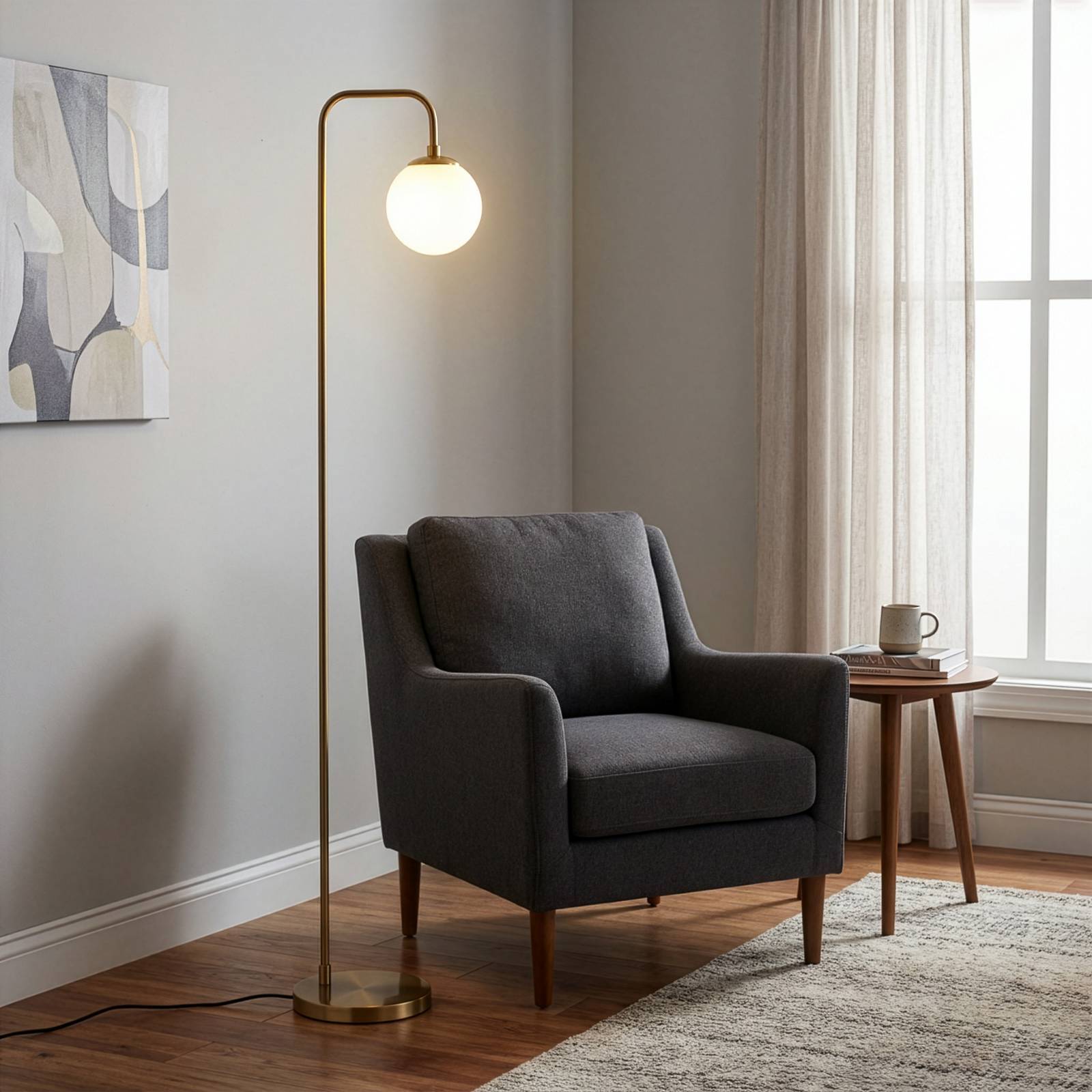 Golvlampa Viran Opviq, Mässing / guld, Vardagsrum / matsal, Metall, Golvlampa