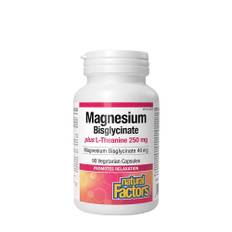 Natural Factors - Magnesiumbisglycinat 100 mg plus L-teanin 250 mg (90 kapslar)