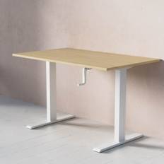 Höj och sänkbart skrivbord - Standard med vev, Storlek 120x80 cm, Bordsskiva Björk, Stativ Vit
