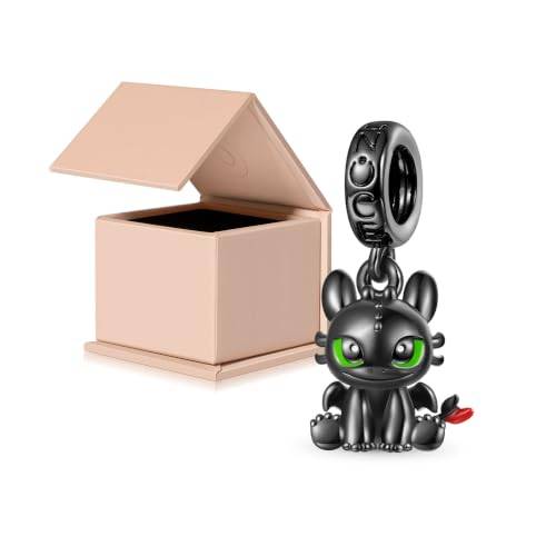 GNOCE How to Train Your Dragon Anhänger Dangle Charm Ohnezahn Lichtwut 925 Sterling Silber Fit Armband/Halskette Schmuck Geschenk für Frauen Ehefrau (Toothless)
