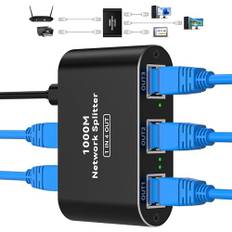 VPFET Netzwerk Switch 4 port 1000Mbps Lan Splitter 1 auf 4 Gigabit RJ45 Ethernet Switch mit USB C Power Cable Network Verteiler Geeignet für Router Computers TV