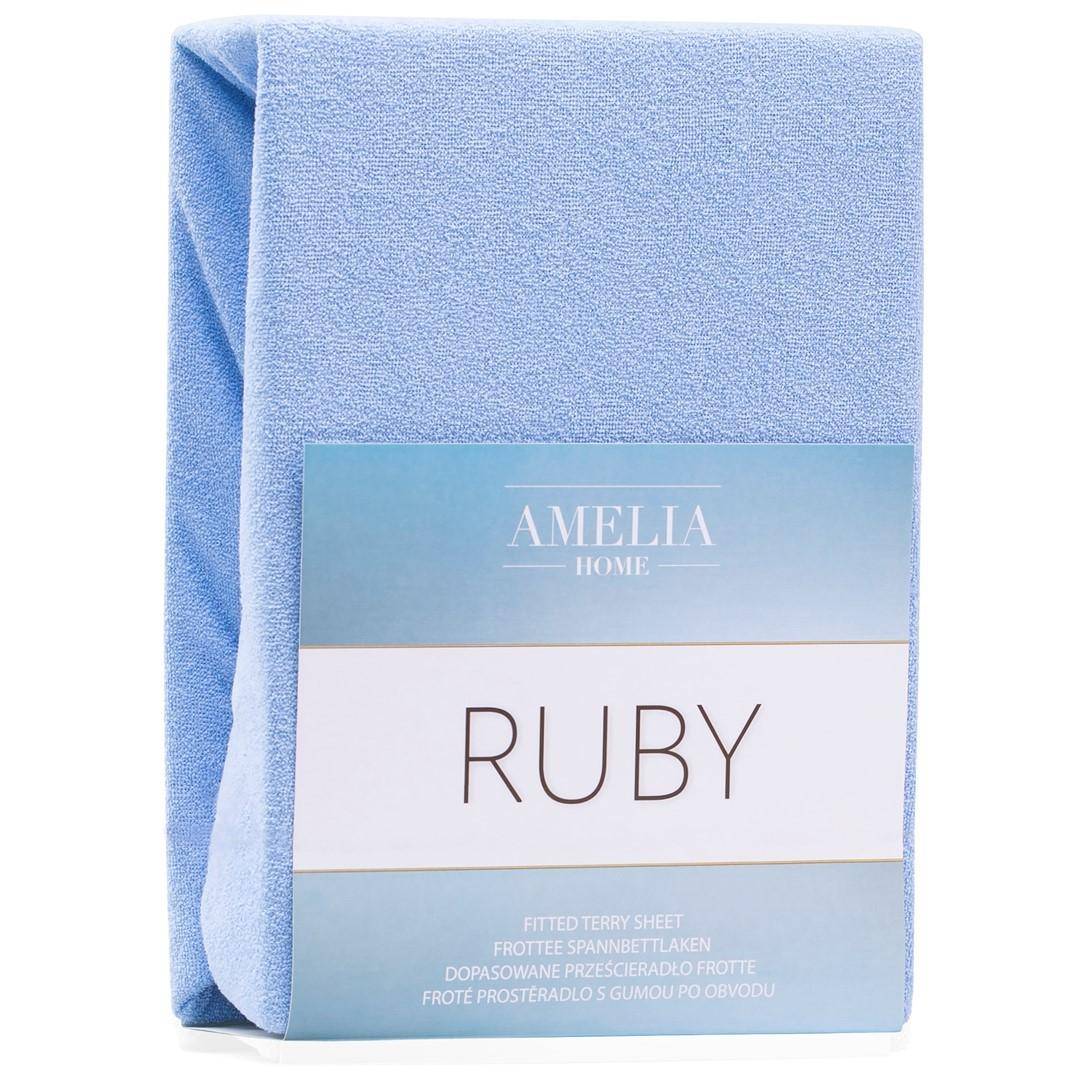 Amelia Home RUBY stræklagen i frotté - himmelblå, 140-160 × 200 cm