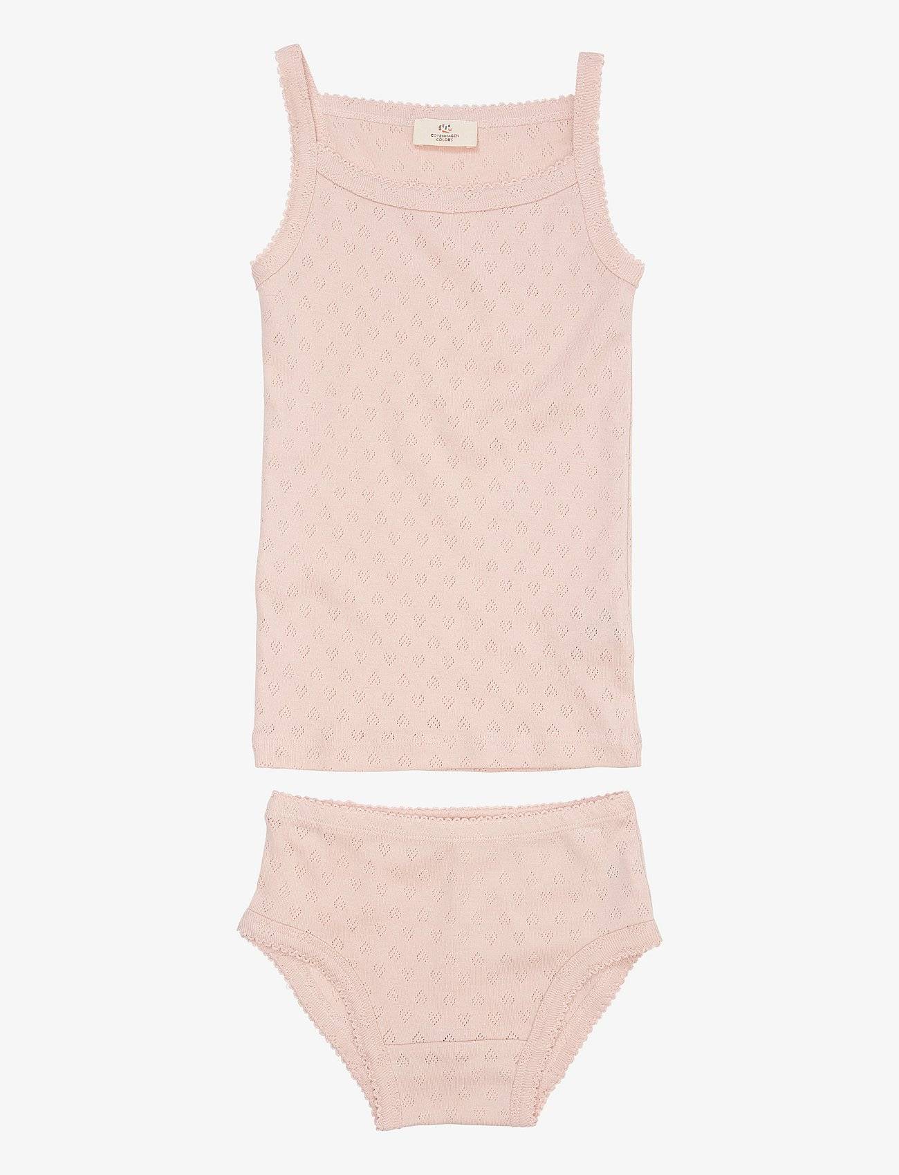 COPENHAGEN COLORS Pointelle Heart Underwear Set | Pink | 128