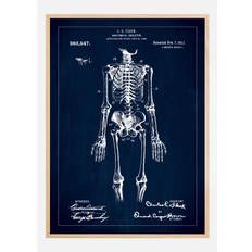 Patenttegning - Skelet I - Blå Plakat (50x70 cm)