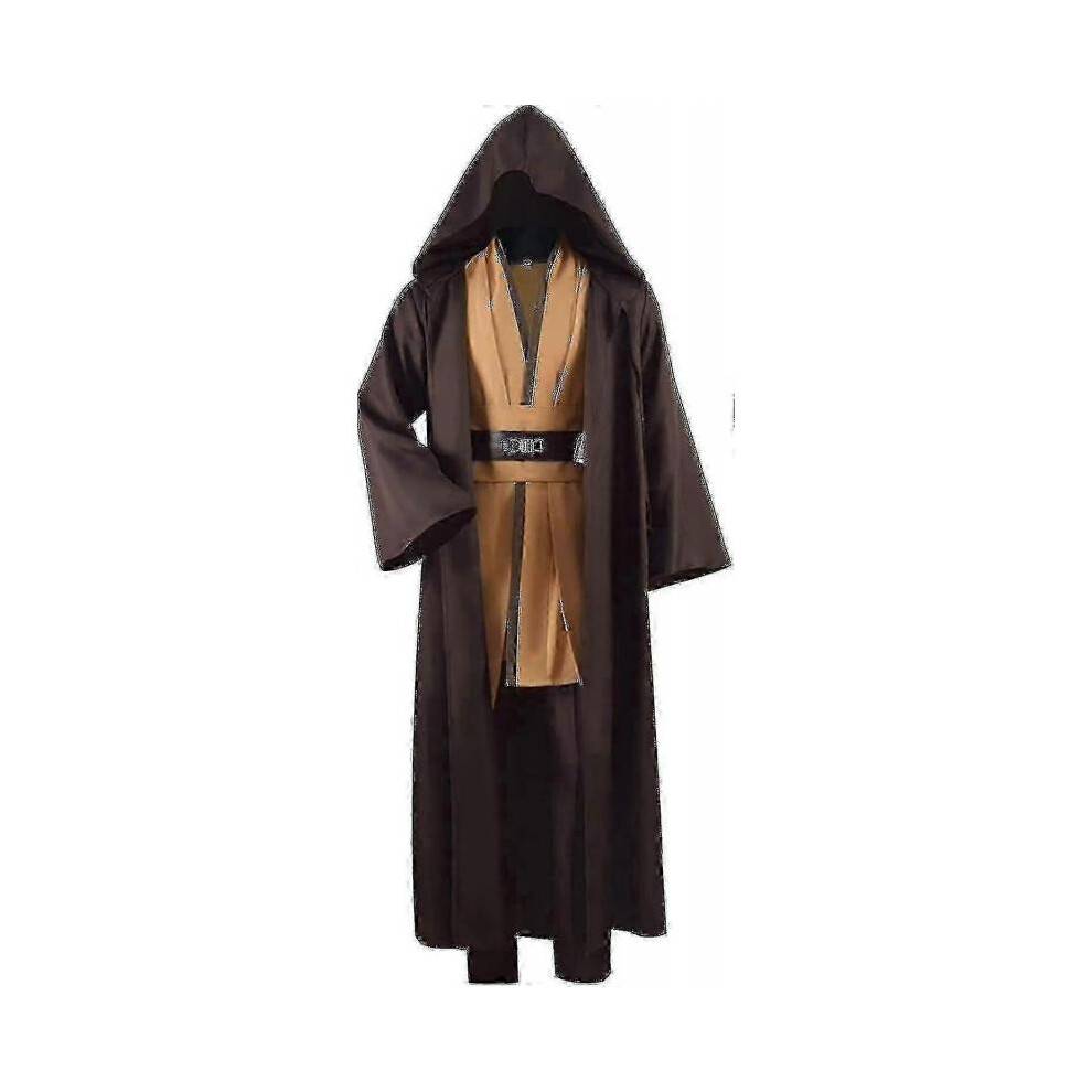 (4X-Large, Brown) Jedi Costume for Adults - Luke Skywalker Tunic Robe with Hood for Halloween Cosplay (3 Versions)