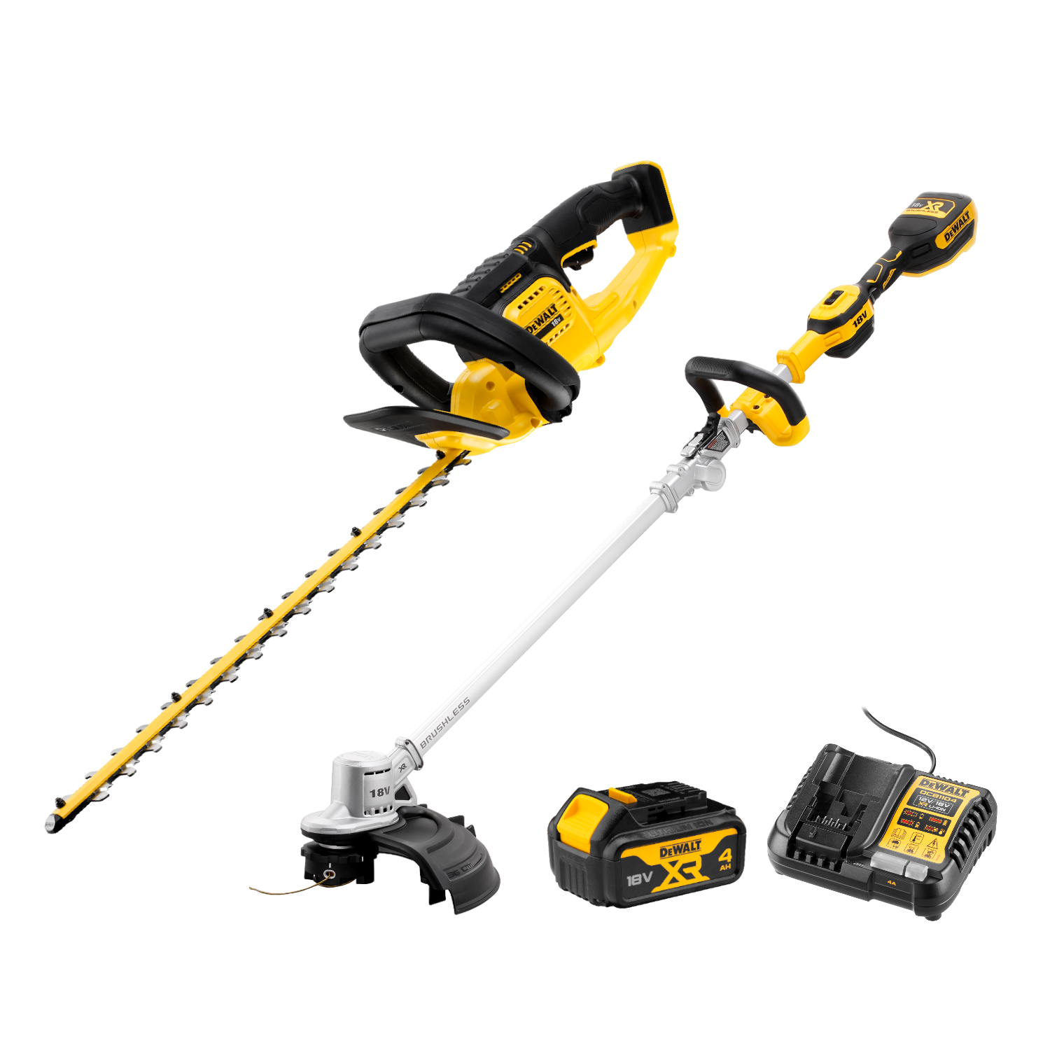 Dewalt DCMST561 Græstimmer og DCMHT563N hækkeklipper med 4,0Ah batteri og lader
