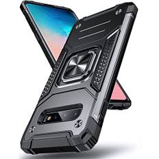 DASFOND Armor Hülle für Samsung Galaxy S10 Plus/S10+ Case Militär Stoßfest Handyhülle [Upgrade 2.0] 360 Grad Metal Ring Halter Ständer Schutzhülle [für Handyhalterung Auto Magnet], Schwarz