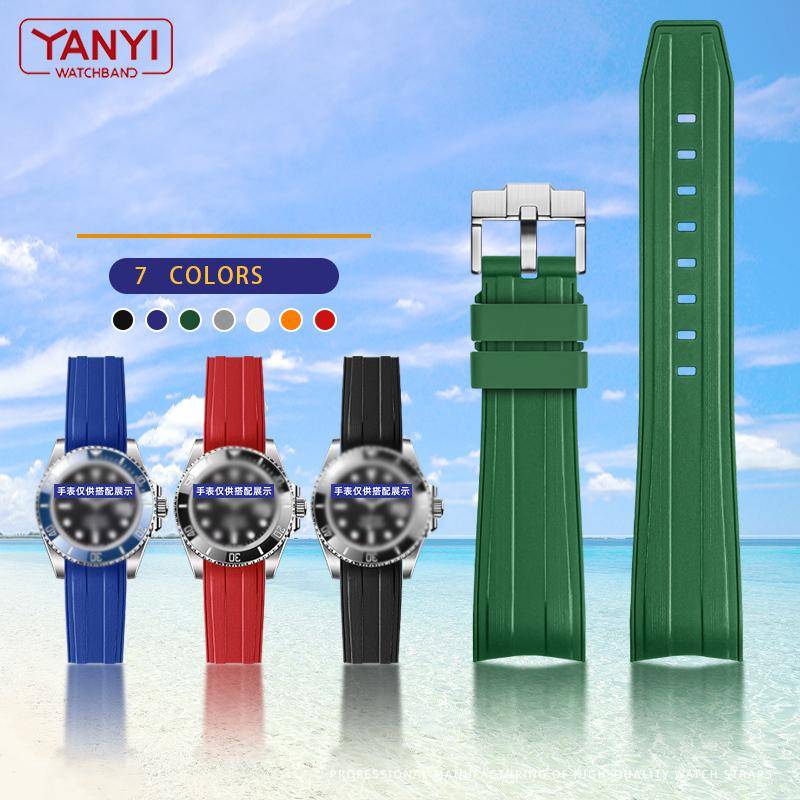 FKM Fluorrubber Gummi klockarmband 21mm vattentätt silikonarmband För submariner DEEPSEA Oysterflex rolex klockarmband gray