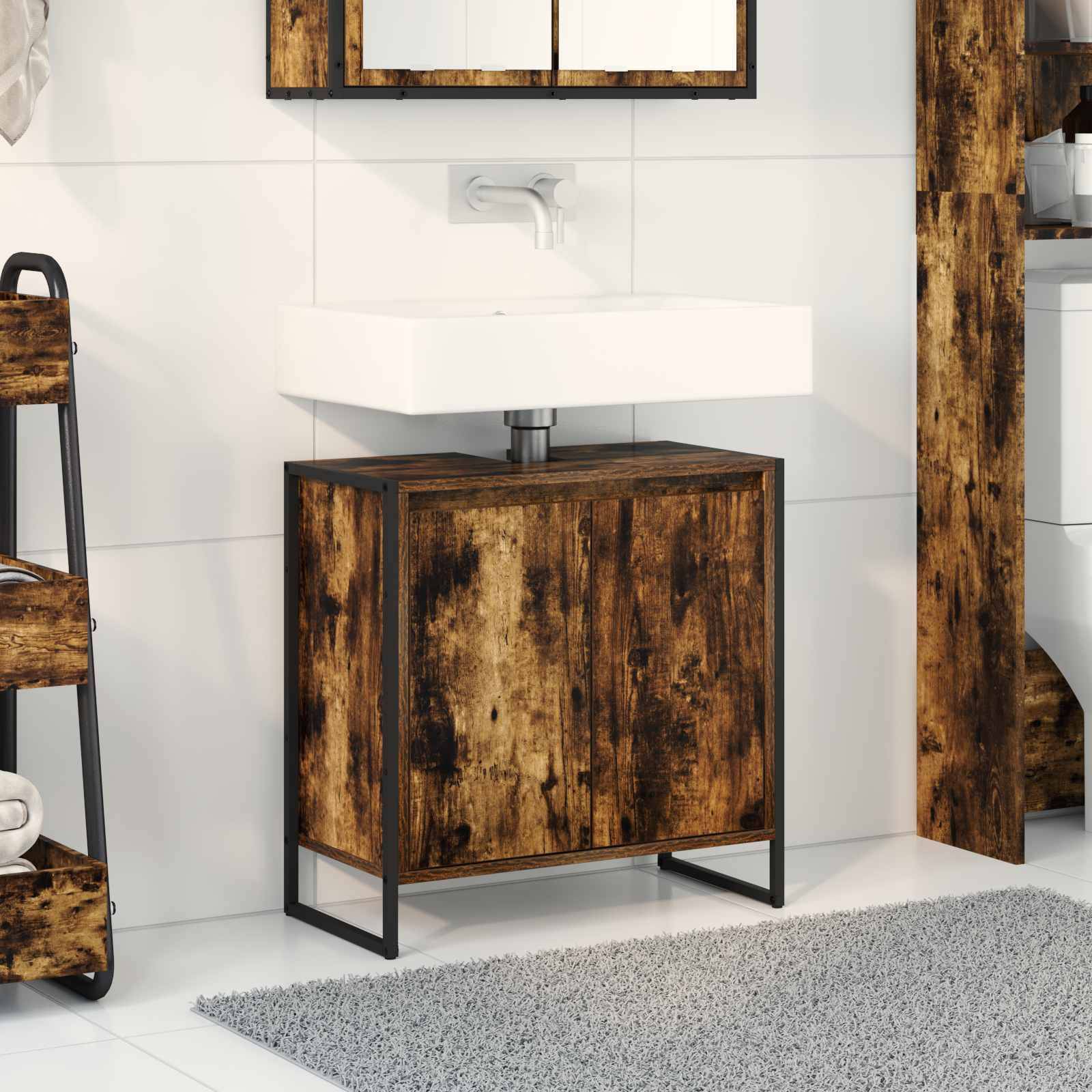 vidaXL Badeværelsesskab Røget Eg 60 x 30 x 60 cm Konstrueret træ