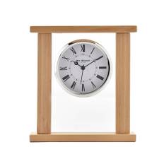 Wm.Widdop Wood & Glass Mantel Clock Roman Dial Silver Bezel One Size brun