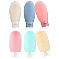 Flintronic Reseflaskor set för toalettartiklar, läckagesäker silikon resebehållare, 60 ml små tomma miniflaskor resetillbehör för toalettartiklar, schampo, balsam och lotion