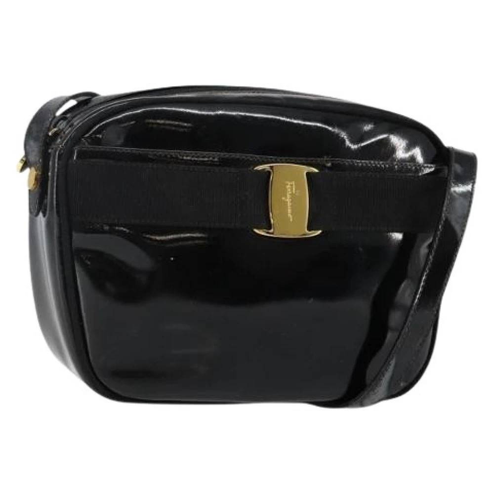 Salvatore Ferragamo Pre-owned Pre-owned Coated Canvas Skuldertaske - Vintage - Dame - Sort - ONE SIZE - Uld